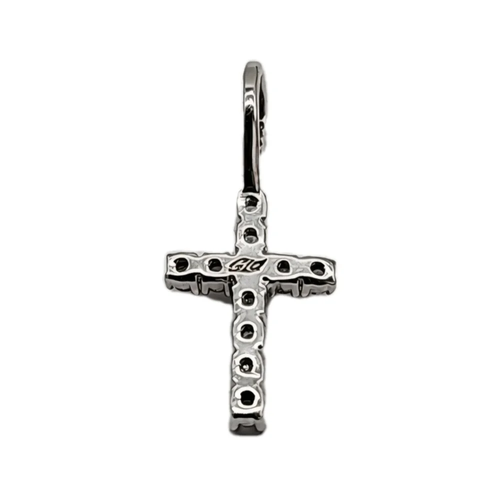 GLD Micro Diamond Simulant Cross in White Gold Iced Signed Necklace Pendant - Picture 3 of 5